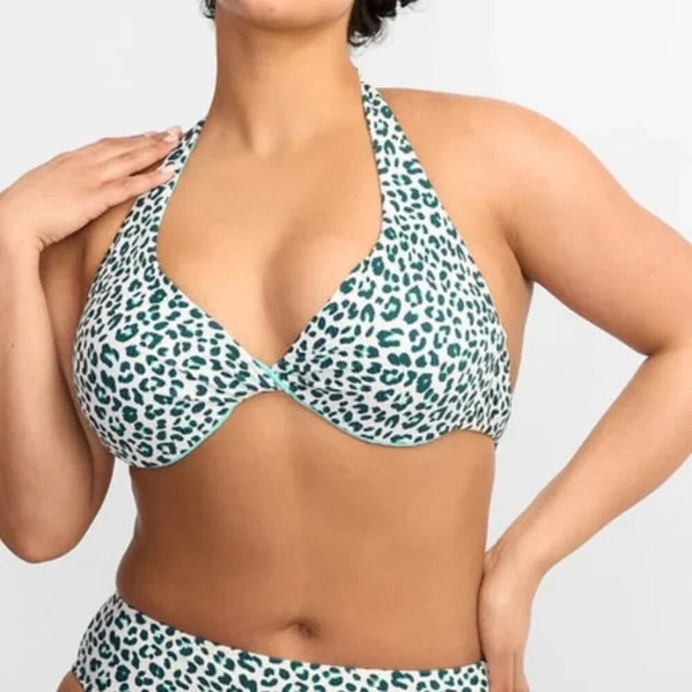 Coco Reef Summer Cheetah Verso Reversible Bikini Top Swimsuit 32/34C NWT